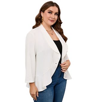 Womens Plus Size Blazer Casual Jacket Suit Long Sleeve Blazer Open Front Cardigan Work Office