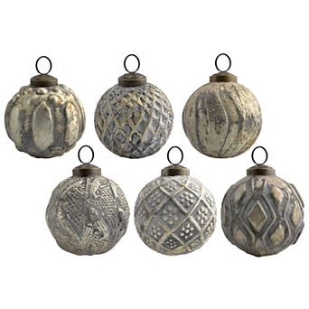 Farmhouse Christmas Ball Ornaments (Set of 6, Gold/Silver)
