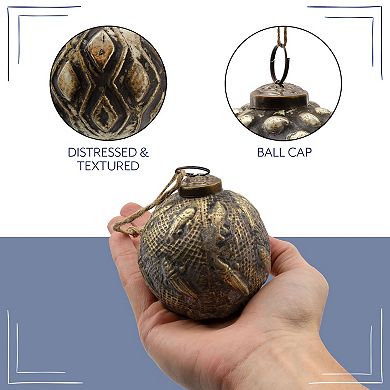 Farmhouse Christmas Ball Ornaments (Set of 6, Gold/Silver)