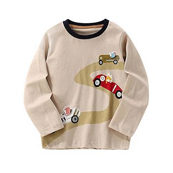 Autumn and Spring Arrival Animals Cartoon Pattern Long Sleeves Top for Stylish Boys