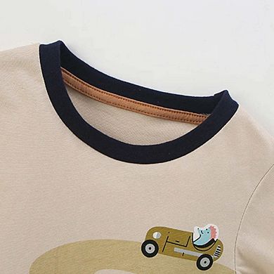 Autumn and Spring Arrival Animals Cartoon Pattern Long Sleeves Top for Stylish Boys