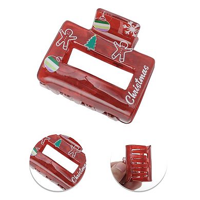4Pcs Christmas Hair Clips 1.97"x1.77"x1.77" Red Gingerbread Man&Elk Tree, Green Crutch&Elk Tree