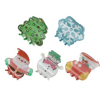 5 pc Christmas Snowflakes Snowman Boots Christmas Tree Santa Claus Hair Clips Set