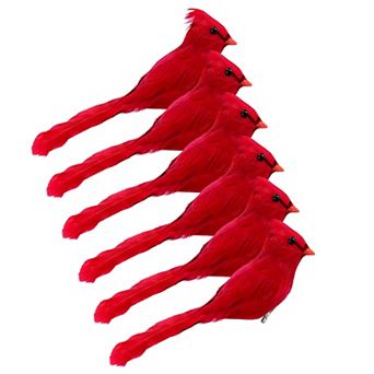 Red Cardinals Artificial Bird Ornaments (6-Pack)