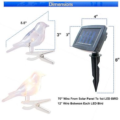 Solar Clip-On LED Bird Lights IP44 Waterproof Outdoor 4 Pack Garden Decor