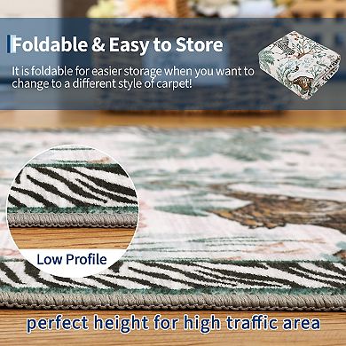 Garvee Animal & Foliage Print Area Rug Ultra Soft Washable Non Slip for Kids' Playroom Bedroom