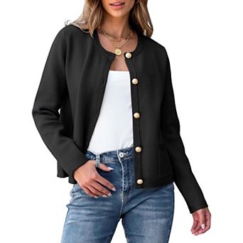 Stripe Cardigan for Women Open Front Knitted Sweater Long Sleeve Button Down Outwear