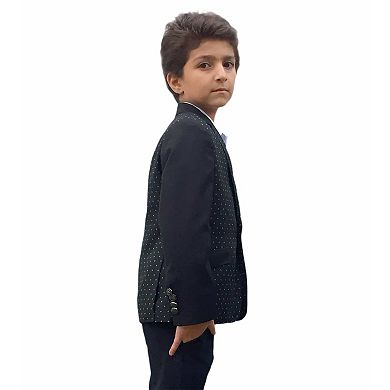 Elie Balleh Boys Slim Fit Diamond Dots Blazer