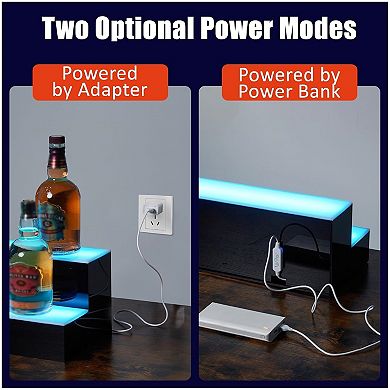 LED Liquor Bottle Display Shelf, 2 Tier 16 Inch Bottle Display Shelf Bar Shelves