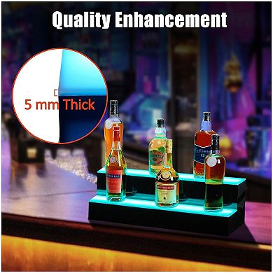 LED Liquor Bottle Display Shelf, 2 Tier 16 Inch Bottle Display Shelf Bar Shelves