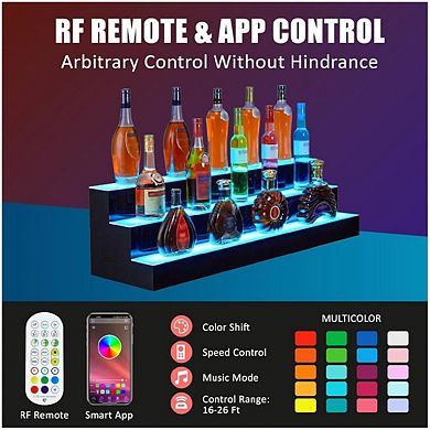 LED Liquor Bottle Display Shelf, 3 Tier 60 Inch Bottle Display Shelf Bar Shelves