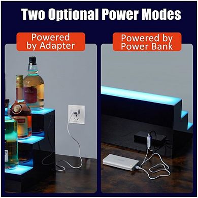 LED Liquor Bottle Display Shelf, 3 Tier 60 Inch Bottle Display Shelf Bar Shelves
