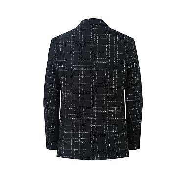 Elie Balleh Boys Slim Fit Windowpane Blazer Sports Coat