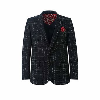 Elie Balleh Boys Slim Fit Windowpane Blazer Sports Coat