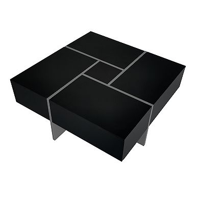 Whisen Square Coffee Table with Extendable Sliding Tabletop and 4 Hidden Storage Compartments
