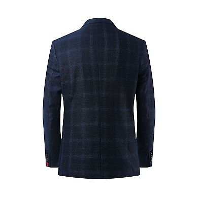 Elie Balleh Slim Fit Plaid Single Breasted Blazer