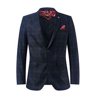 Elie Balleh Slim Fit Plaid Single Breasted Blazer