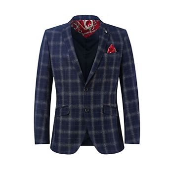 Elie Balleh Slim Fit Plaid Single Breasted Blazer