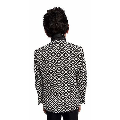 Elie Balleh Boys Slim Fit Stamp Boucle Blazer