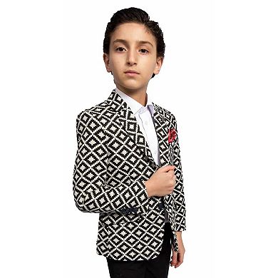 Elie Balleh Boys Slim Fit Stamp Boucle Blazer