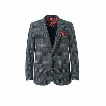 Elie Balleh Boys Slim Fit Windowpane Blazer