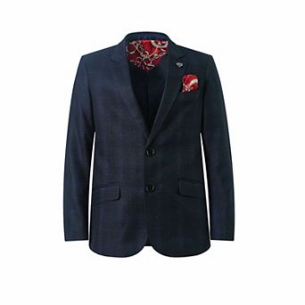 Elie Balleh Boys Slim Fit Checke Sports Coat Blazer