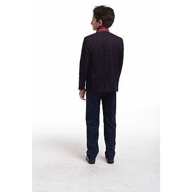 Elie Balleh Boys Slim Fit Plaid Jacket