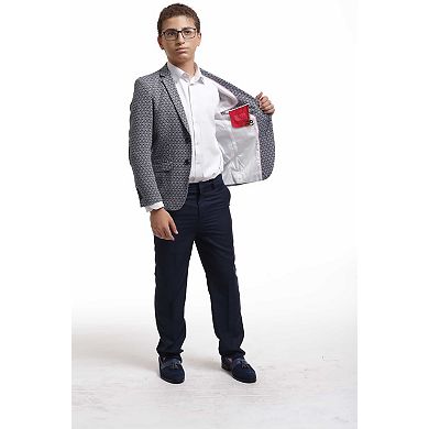 Elie Balleh Boys Slim Fit Geometric Brocade Blazer