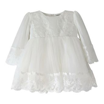 Baby Girls Lace Long Sleeve Baptism Dress Christening Gown