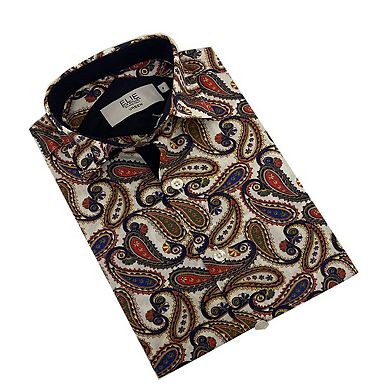 Elie Balleh Boys Slim Fit Royal Paisley Button-Down Shirt