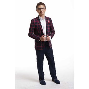 Elie Balleh Boys Slim Fit Checke Sports Coat