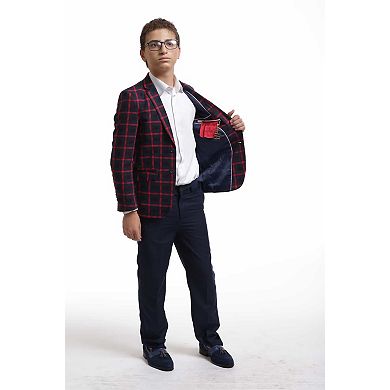 Elie Balleh Boys Slim Fit Checke Sports Coat