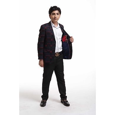 Elie Balleh Boys Slim Fit Checked Blazer