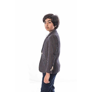 Elie Balleh Boys Slim Fit Plaid Blazer