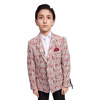 Elie Balleh Boys Slim Fit Faded Argyle Jacket