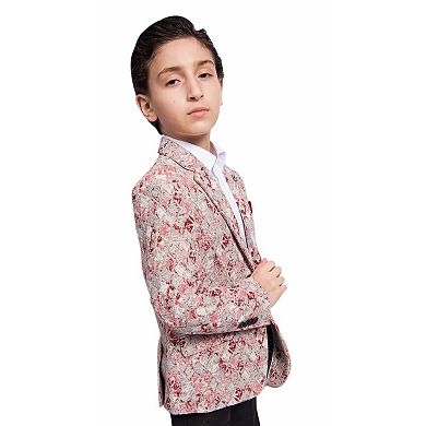 Elie Balleh Boys Slim Fit Faded Argyle Jacket