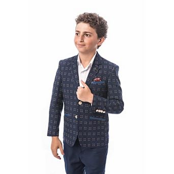 Elie Balleh Boys Slim Fit Dotted Textu Blazer