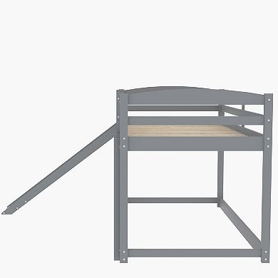 Whisen Twin over Twin Low Bunk Bed with Convertible Slide and Ladder