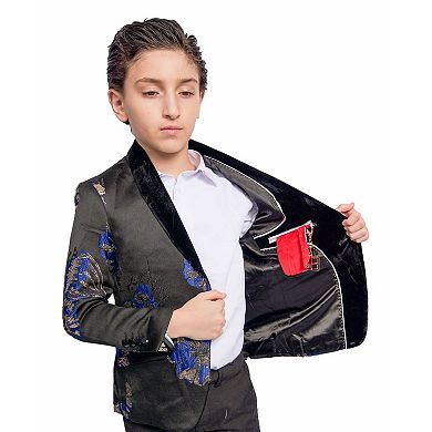 Elie Balleh Boys Slim Fit -Royal Floral Dinner Jacket