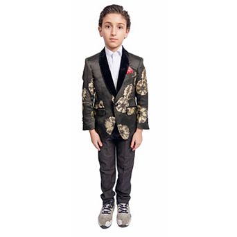 Elie Balleh Boys Slim Fit -Royal Floral Dinner Jacket