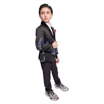 Elie Balleh Boys Slim Fit -Royal Floral Dinner Jacket