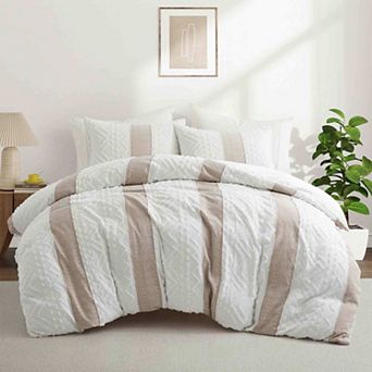 Peace Nest Textured Print Stripe Duvet Cover Set