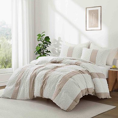 Peace Nest Textured Print Stripe Duvet Cover Set