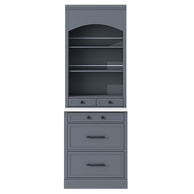 Whisen Kitchen Pantry, Cupboard Cabinet with Faux Marble Top, 5 Drawers and Adjustable Shelf