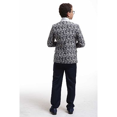 Elie Balleh Boys Slim Fit Brocade Blazer