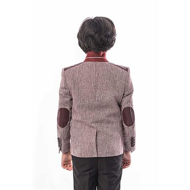 Elie Balleh Boys Slim Fit Tweed & Faux Leather Blazer