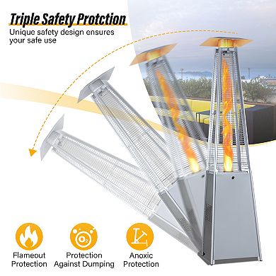 Pyramid Patio Heater, 48,000 BTU Outdoor Propane Heater with Quartz Glass Tube Tip-Over Protection
