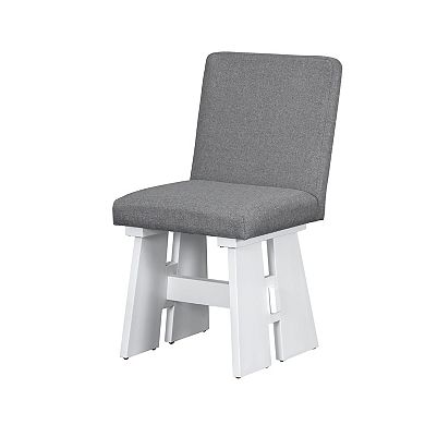 Whisen Modern 7-Piece Dining Table Set with 6 Upholstered Dining Chairs and 1 Table with Flaky Legs