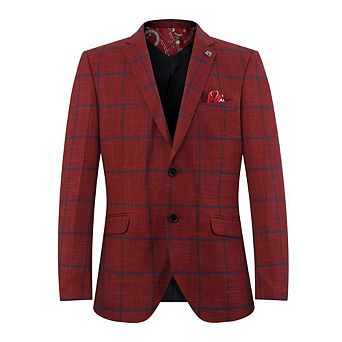 Elie Balleh Slim Fit Plaid Sports Coat Jacket For Men