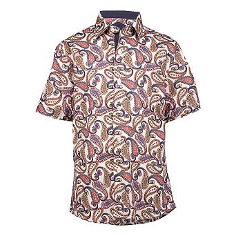 Elie Balleh Boys Slim Fit Royal Paisley Button-Down Shirt